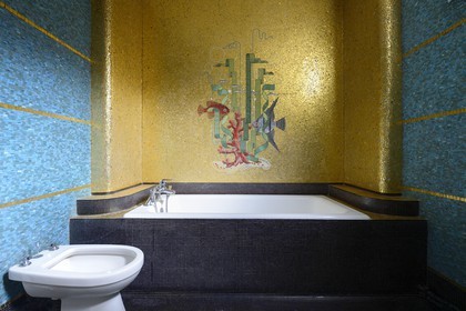 France, Ille-et-Vilaine, Rennes, Odorico House in Joseph Sauveur street, Isidore Odorico mosaics in the bathroom