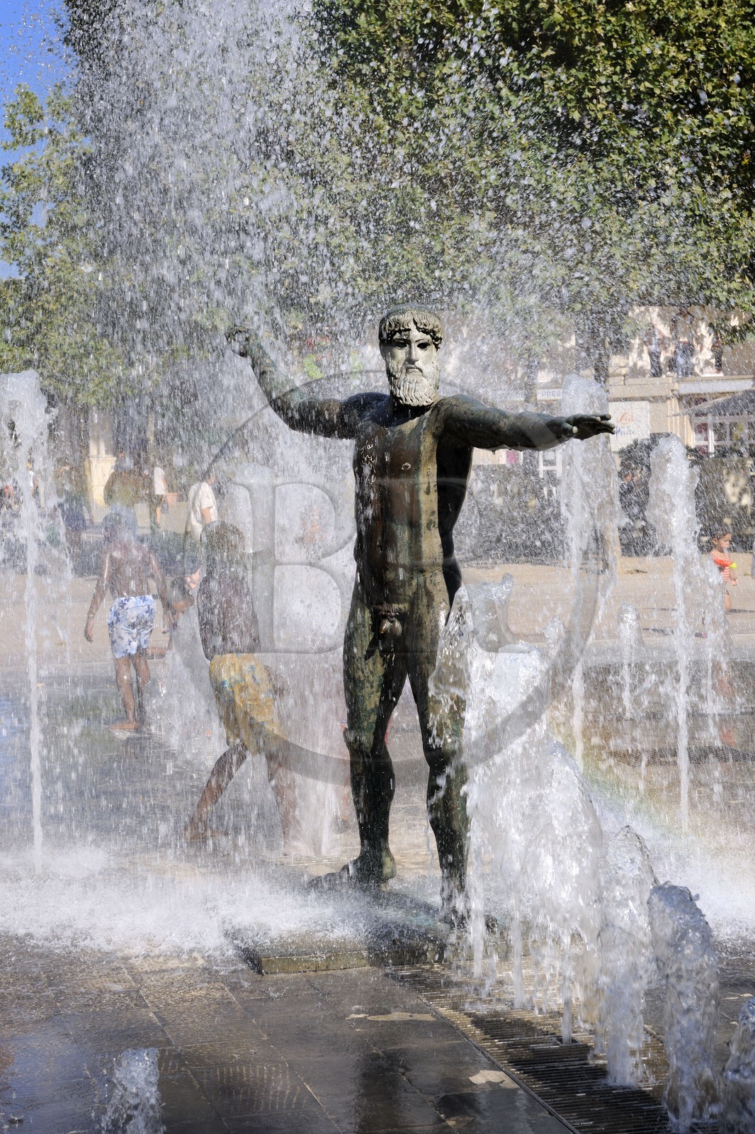 France, Herault, Montpellier, Antigone District by the architect Ricardo Bofill, the fountain of the place du Nombre d'Or