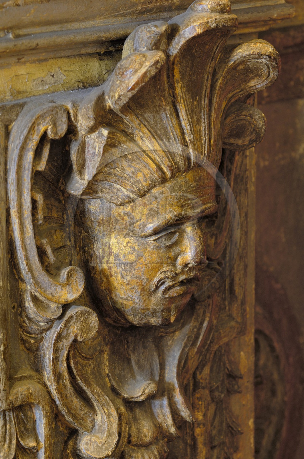 Brésil, Etat du Minas Gerais, ville de Ouro Preto, centre historique classé Patrimoine Mondial de l 'UNESCO, igreja Nossa Senohora da Conceiçao, église Notre-Dame de la Conception, figure d'indien (Route de l'or, Estrada Real)