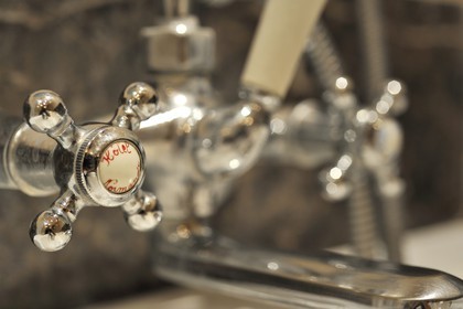 France, Calvados, Pays d'Auge, Deauville, Normandy Hotel (Barriere group), detail of the bathroom