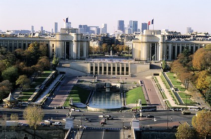 France, Paris (75), le Palais de Chaillot et les jardins du Trocadéro