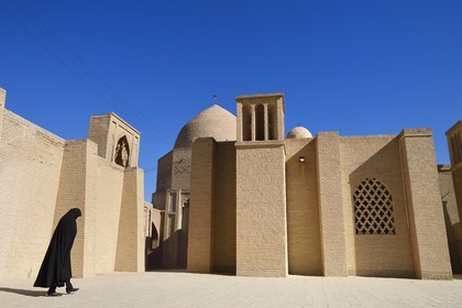 Iran, Province d'Ispahan, désert du Dasht-e Kavir, ville de Nain ou Na'in, la mosquée Jameh de style Khorasani est l'une des plus anciennes (9ème siècle) en Iran et encore en activité aujourd'hui, badgir ou tour du vent au centre