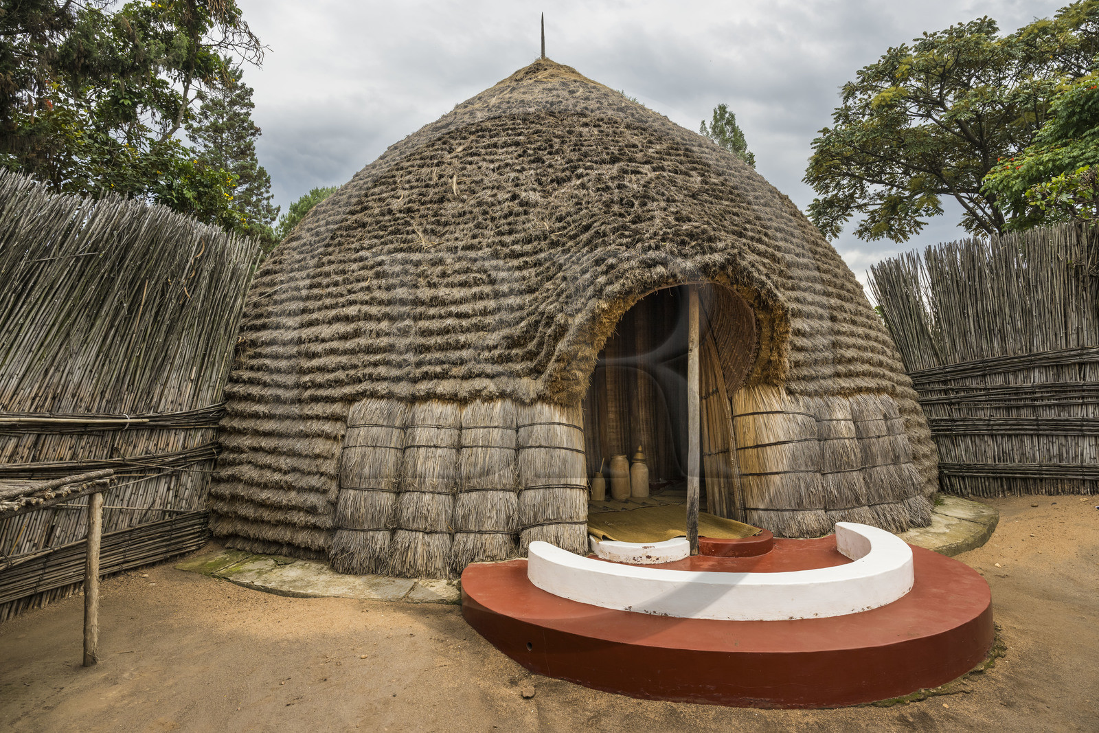 Rwanda, Southern Province, Nyanza, Rukari Royal Palace museum, traditional palace of King Mutara III Rudahigwa in a traditional hut called Rugo, the milk hut