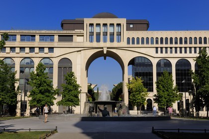 France, Herault, Montpellier, Antigone District by the architect Ricardo Bofill, fountain on Thessalie square