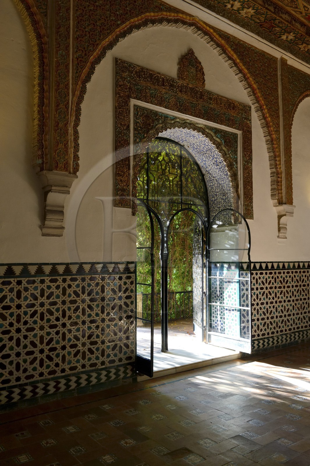 Espagne, Andalousie, Séville, Alcazar de Séville (Reales Alcazares de Sevilla), classé Patrimoine Mondial de l'UNESCO, Salon del Techo de Carlos V