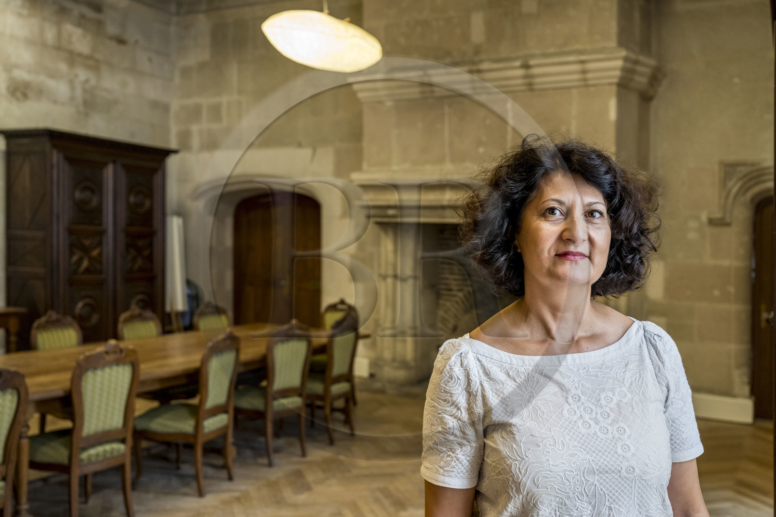 France, Loire-Atlantique (44), Nantes, quartier du Bouffay, le chateau des Ducs de Bretagne, Krystel Gualdé directrice scientifique du Musée d'histoire de Nantes dans la salle où aurait été signé l’édit de Nantes