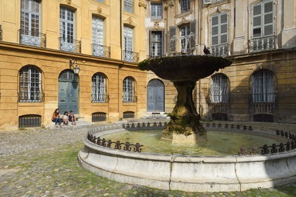 France, Bouches du Rhone, Aix en Provence, fountain of place Albertas