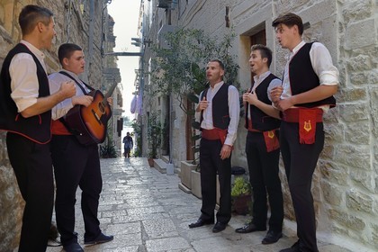 Croatia, Dalmatia, Korcula Island, Korcula Town, street singers, the Klapa Ivo Lozica
