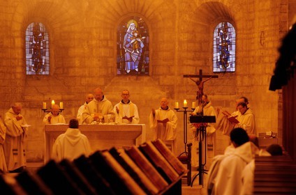 France, Drome, Montjoyer, Notre Dame d'Aiguebelle Cistercian Abbey, church office