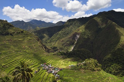 Philippines, Ifugao province, Banaue rice terraces around the village of Batad, listed as World Heritage by UNESCO, fed by an ancient irrigation system from the rainforests above the terraces