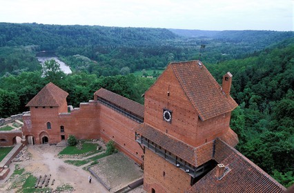 Latvia (Baltic States), Vidzeme region, the Castle of Turaida overlooking the valley of the river Gauja