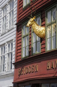 Norvège, comté de Hordaland, Bergen, maisons en bois du quartier de Bryggen, classé Patrimoine Mondial de l'UNESCO, ancien comptoir de la ligue hanséatique (la Hanse)