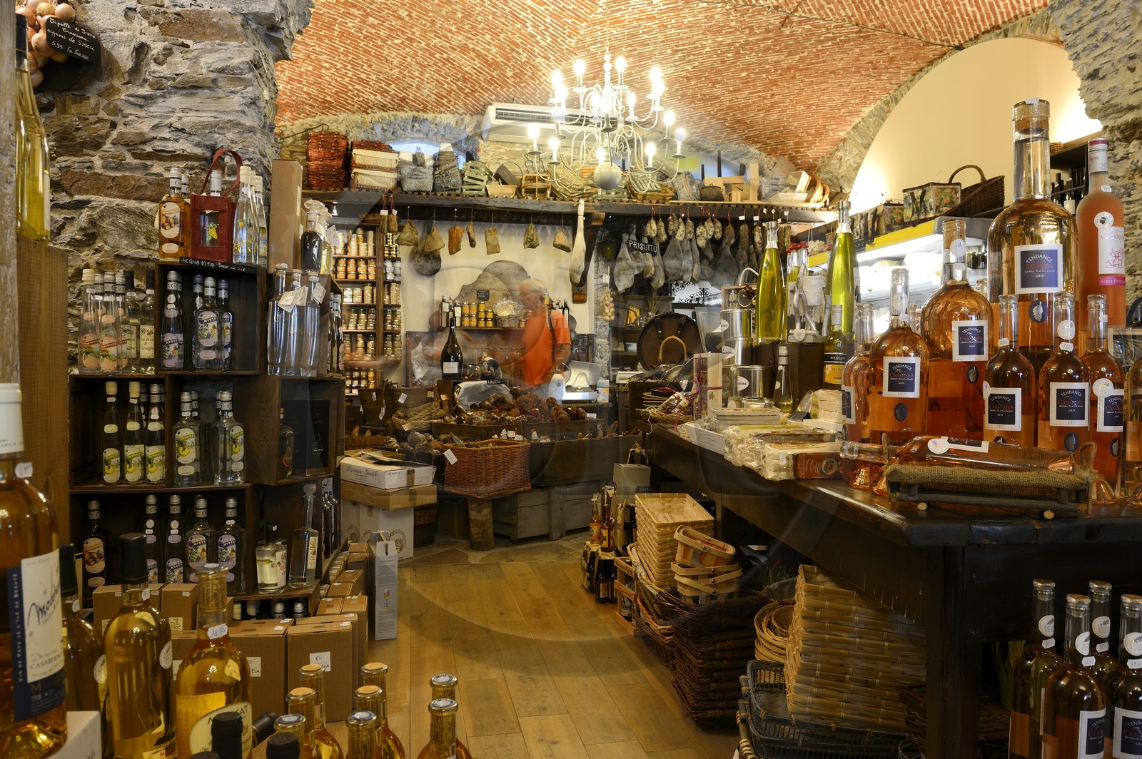 France, Haute-Corse (2B), Bastia, le magasin de produits corses U Montagnolu