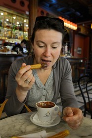 Spain, Aragon, Zaragoza, the Gran Cafe Zaragza, churros y chocolate