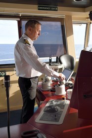 Groenland, cote Nord-Ouest, Baffin Bay, le capitaine Raymond Martinsen du bateau de croisière MS Fram de la compagnie Hurtigruten
