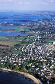 France, Morbihan, Quiberon Bay, the Gulf of Morbihan entry next to Arzon (aerial view)