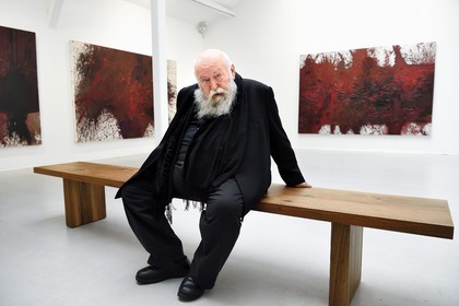 France, Paris, Galerie RX, Hermann Nitsch, Hermann Nitsch, contemporary Austrian artist, co-founder of the Wiener Aktionismus movement (Viennese Actionism)