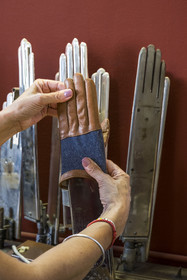 France, Aveyron, Maison Fabre (Ganterie Fabre), family glove factory founded in 1924, manufacture of glove with heat conductor called warm hands in the workshop
