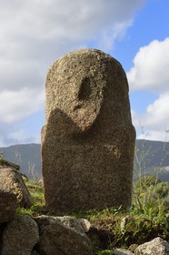 France, Corse du Sud, prehistoric site of Filitosa, the menhirs of the 4th millennium BC have been reworked as statues-menhirs around -1200 BC