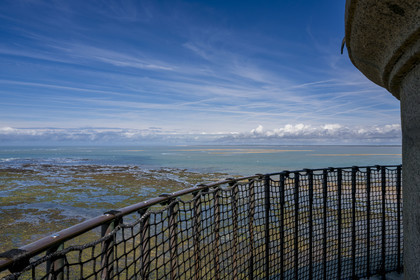 France, Gironde, Verdon sur Mer, view of the rocky plateau of Cordouan from the top of the Cordouan lighthouse, listed as World Heritage by UNESCO