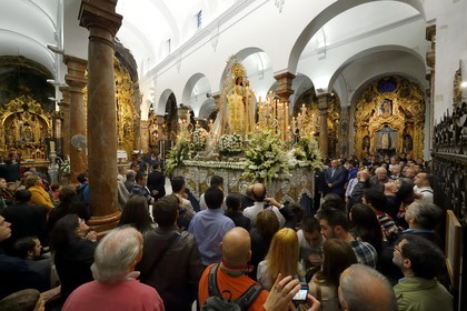 Spain, Andalusia, Seville, Santa Cruz district, San Nicolas church, procession of the Virgin of the snow (Virgen de las Nieves)