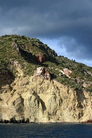 Italy, Sicily, Aeolian Islands, listed as World Heritage by UNESCO, Lipari Island, the cliffs of the southwest coast of the island at Quattrocchi