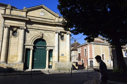 France, Dordogne, purple Perigord, Bergerac, the Grand Temple protestant church place du Docteur Cayla