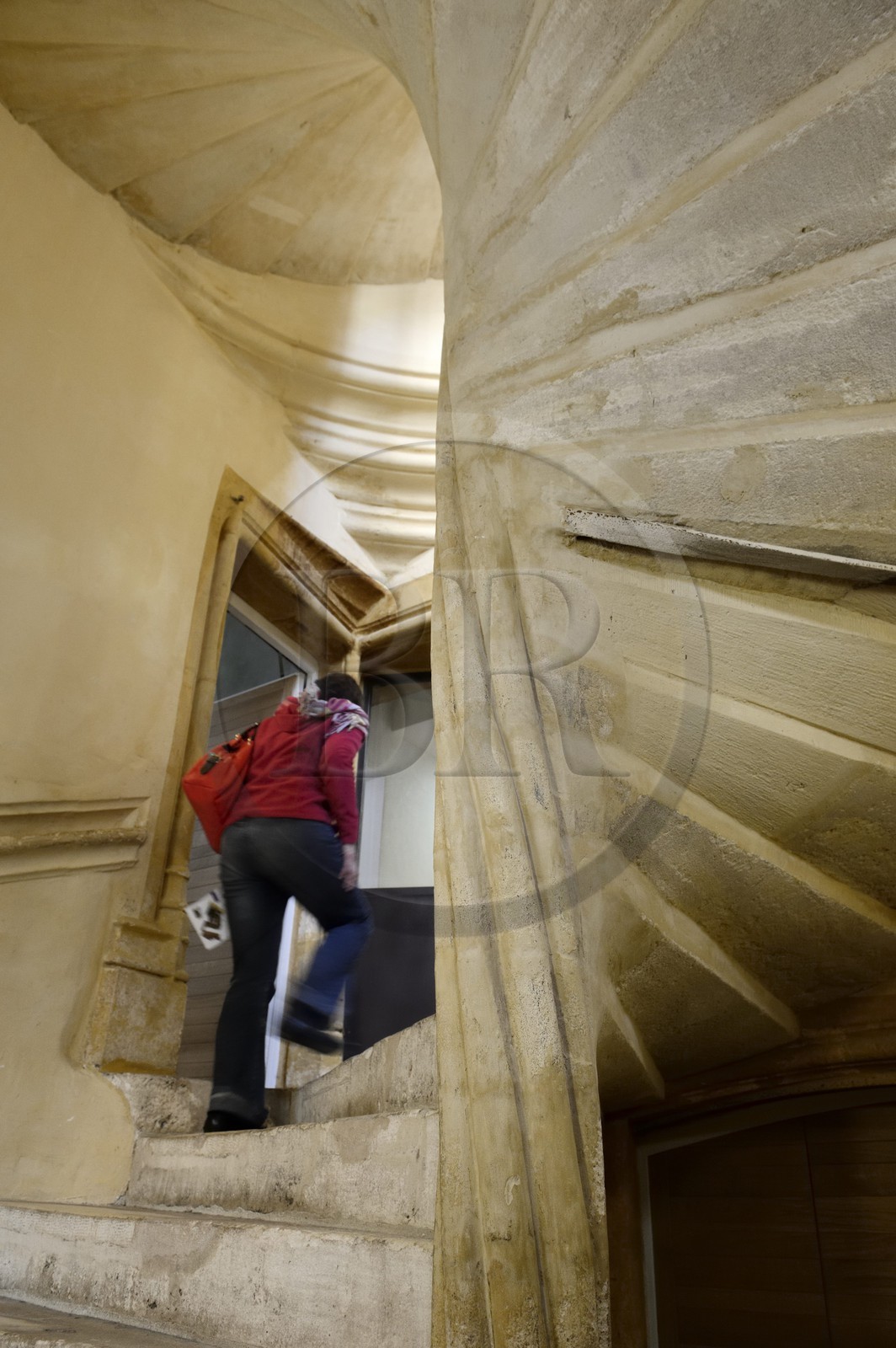 France, Rhône (69), Lyon, site historique classé Patrimoine Mondial de l'UNESCO, quartier de Saint-Paul dans le Vieux Lyon, l'Hôtel de Gadagne Renaissance abritant les musées Gadagne, escalier d'honneur France, Rhône (69), Lyon, site historique classé Patrimoine Mondial de l'UNESCO, quartier de Saint-Paul dans le Vieux Lyon, l'Hôtel de Gadagne Renaissance abritant les musées Gadagne, escalier d'honneur