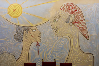 France, Alpes-Maritimes, Menton, the City Hall, the wedding room entirely decorated by Jean Cocteau in 1957