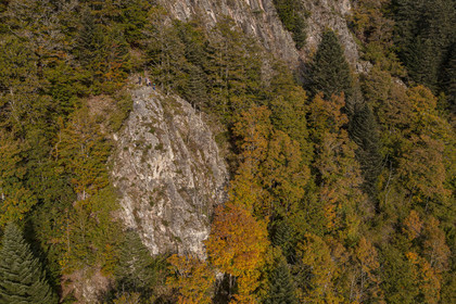 France, Vosges, Le Valtin, hike to a place called Les Roches which overlooks the Valtin valley in the upper valley of the Meurthe (aerial view)