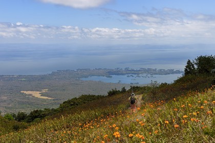 Nicaragua, Granada Department, Mombacho Volcano Nature Reserve, view on Las Isletas de Granada in Lake Nicaragua from the volcano slopes