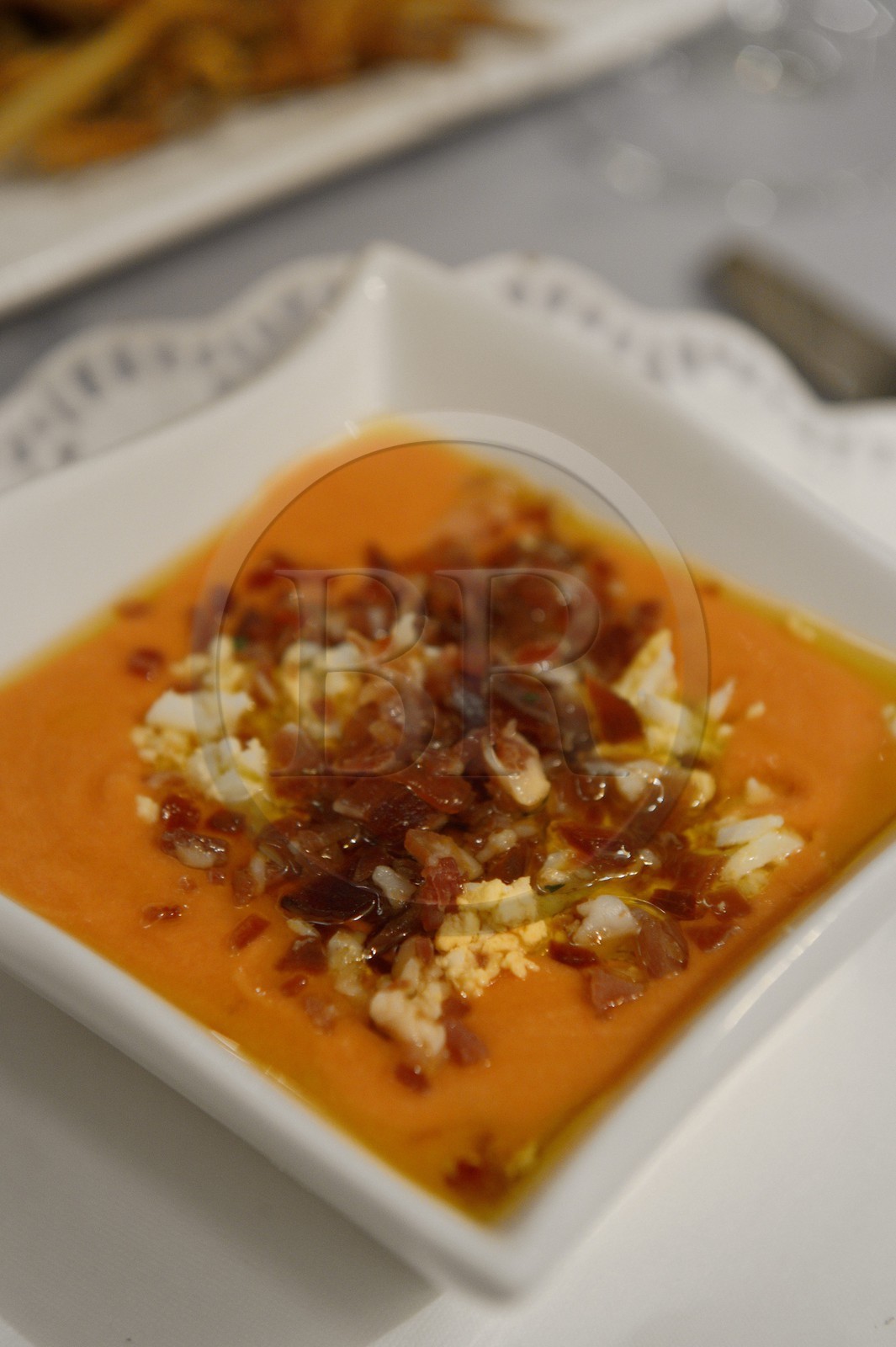 Espagne, Andalousie, Cordoue, Restaurant Taberna La Viuda, salmorejo (gaspacho) Espagne, Andalousie, Cordoue, Restaurant Taberna La Viuda, salmorejo (gaspacho)
