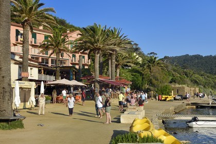 France, Var (83), Iles d'Hyères, parc national de Port Cros, Ile de Port-Cros, partie de pétanque au village