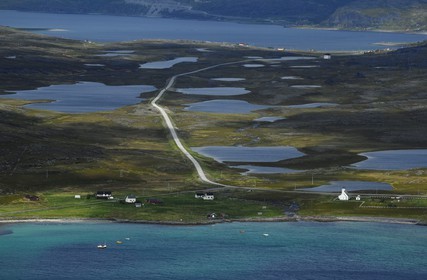 Norvège, Laponie, région du Finnmark, la côte vers le Cap Nord (vue aérienne)