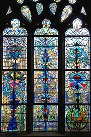 France, Moselle, Metz, Saint-Maximin church home to the only known stained glass windows designed by Jean Cocteau