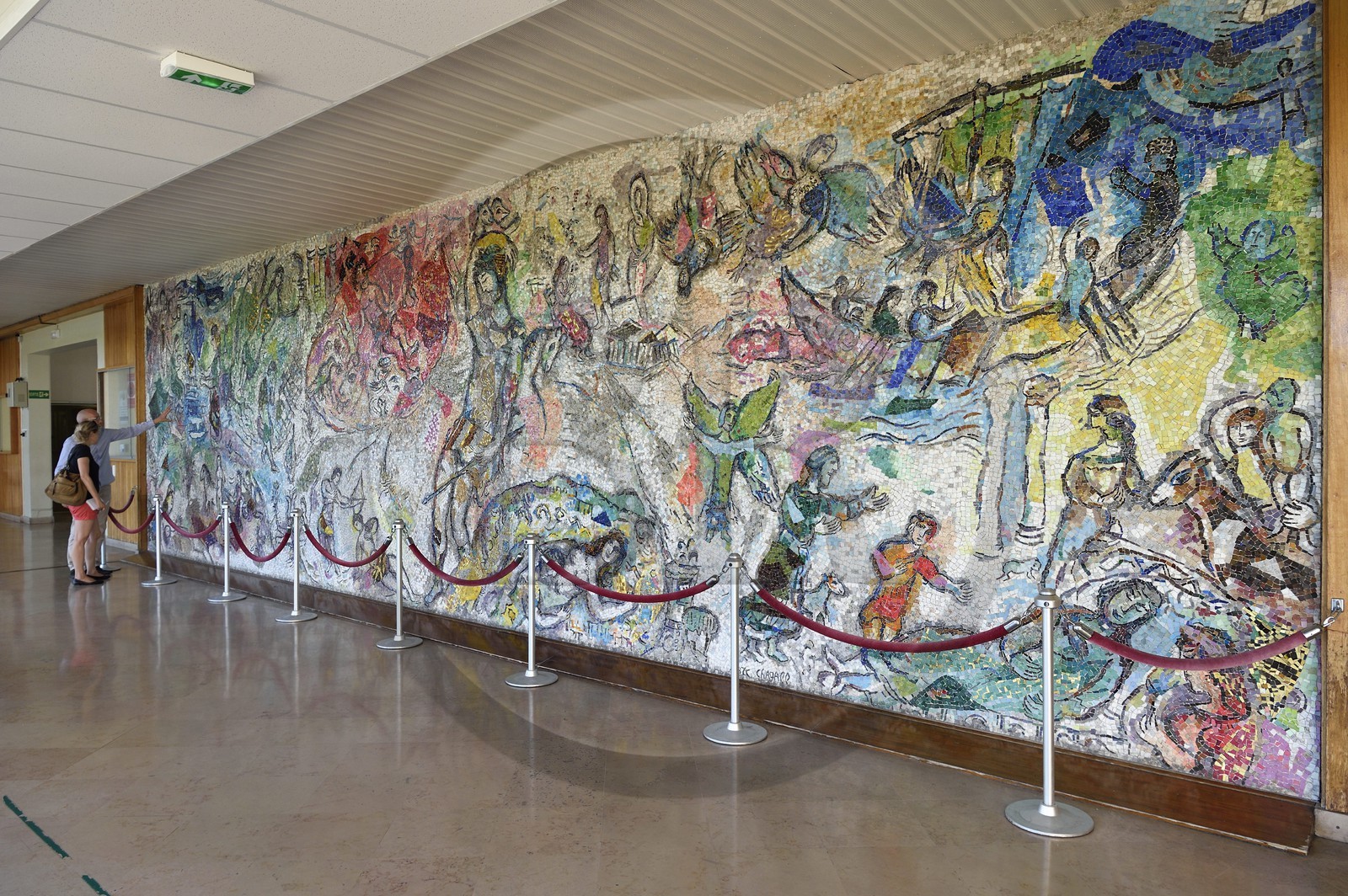 France, Alpes-Maritimes (06), Nice, Université de Nice Sophia-Antipolis, salle des Pas Perdus de la Faculté de Droit-Science Politique (Campus Trotabas), le Message d’Ulysse, fresque en mosaique de Marc Chagall