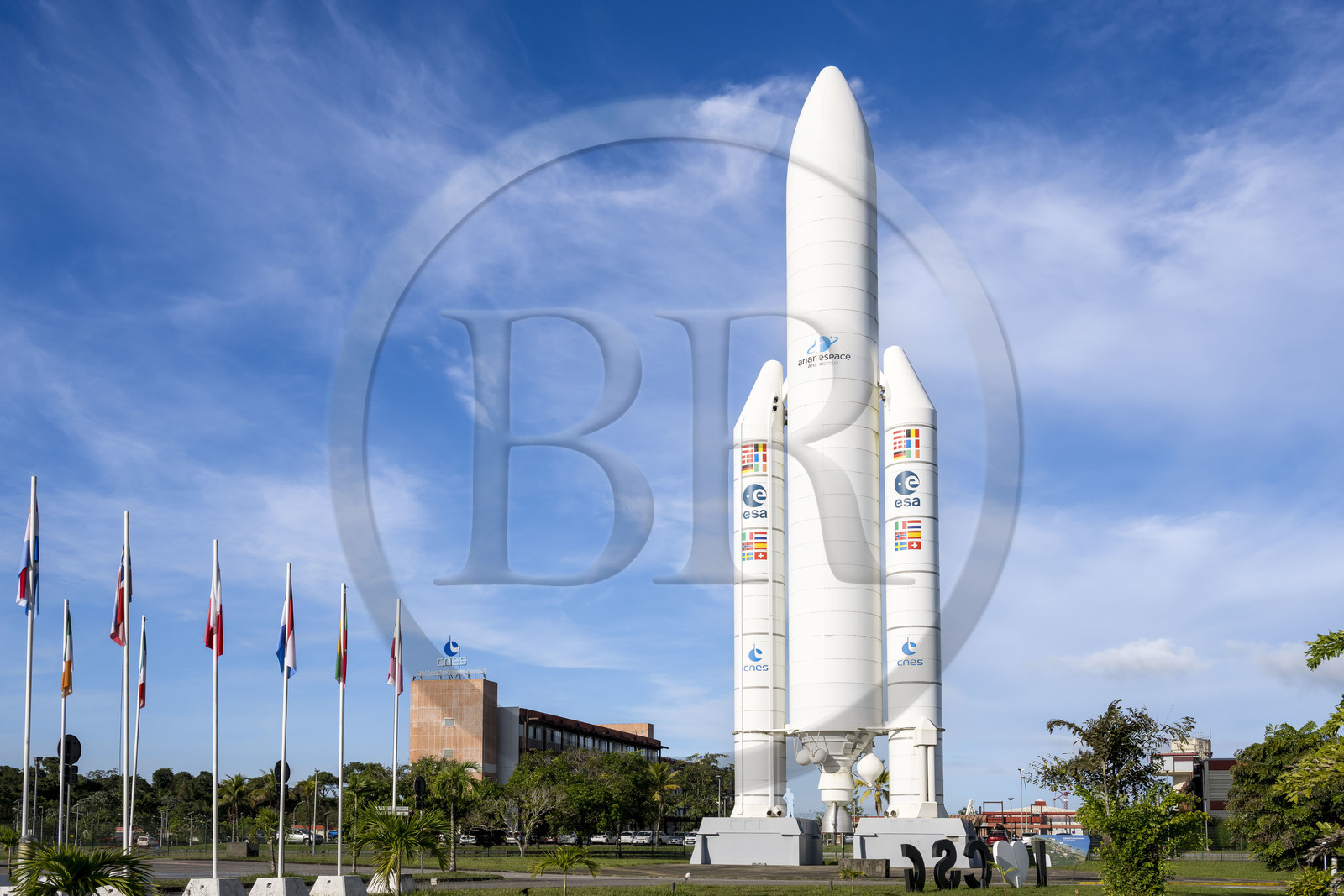 France, Guyane, Kourou, Centre Spatial Guyanais (CSG), réplique grandeur nature de la fusée Ariane V