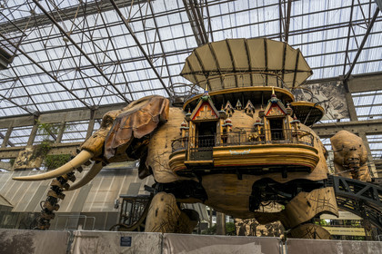 France, Loire-Atlantique (44), Nantes, Ile de Nantes, Les Machines de l'Ile dans les hangars des anciens chantiers navals, projet artistique conçu par François Delarozière et Pierre Orefice, l'éléphant, automate