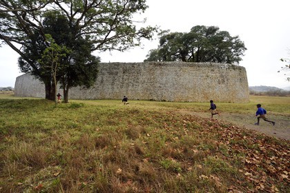 Zimbabwe, Masvingo province, the ruins of the archaeological site of Great Zimbabwe, UNESCO World Heritage List, 10th-15th century, exterior wall of the Great Enclosure