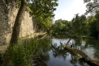 France, Vaucluse, Le Thor, the old ramparts on the banks of the Sorgue river