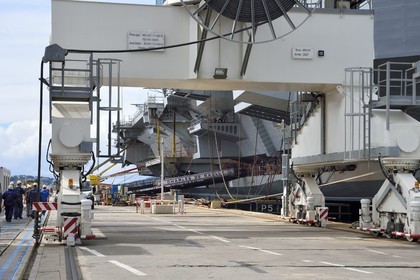 France, Var, Toulon, the naval base (Arsenal), the Charles de Gaulle nuclear-powered aircraft carrier on mid-life renovation