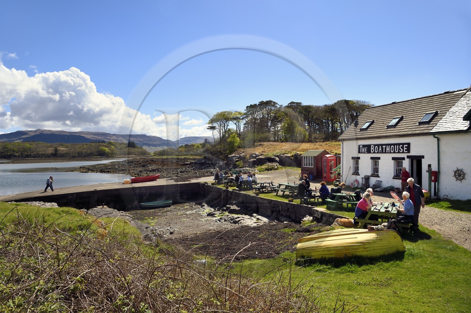 United Kingdom, Scotland, Highland, Inner Hebrides, Island of Ulva near the west coast of the Isle of Mull, the Boathouse, the only cafe restaurant on the island