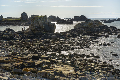 France, Côtes-d'Armor, Cote d'Ajoncs, Plougrescant, rocks of Porz Bugalé below the place called La Pointe du Chateau