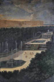 France, Yvelines, Chateau de Versailles, listed as World Heritage by UNESCO, the Grand Trianon, gallery exhibits 21 paintings of the Versailles Grove by Cotelle