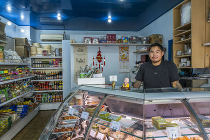 France, Cote d'Or, Dijon, area listed as World Heritage by UNESCO, central market district, Mandarin Quentin Asian caterer and grocery store