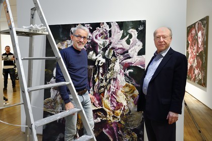 France, Paris (75), l'artiste peintre Philippe Cognée préparant son exposition à la galerie Templon