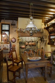 France, Rhone, Collonges au Mont d'Or, Paul Bocuse Restaurant L'abbaye de Collonges dedicated to receptions, reconstitution of his grandmother restaurant cuisine in 1924