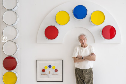 France, Paris, visual artist Jean-Pierre Raynaud in his studio apartment