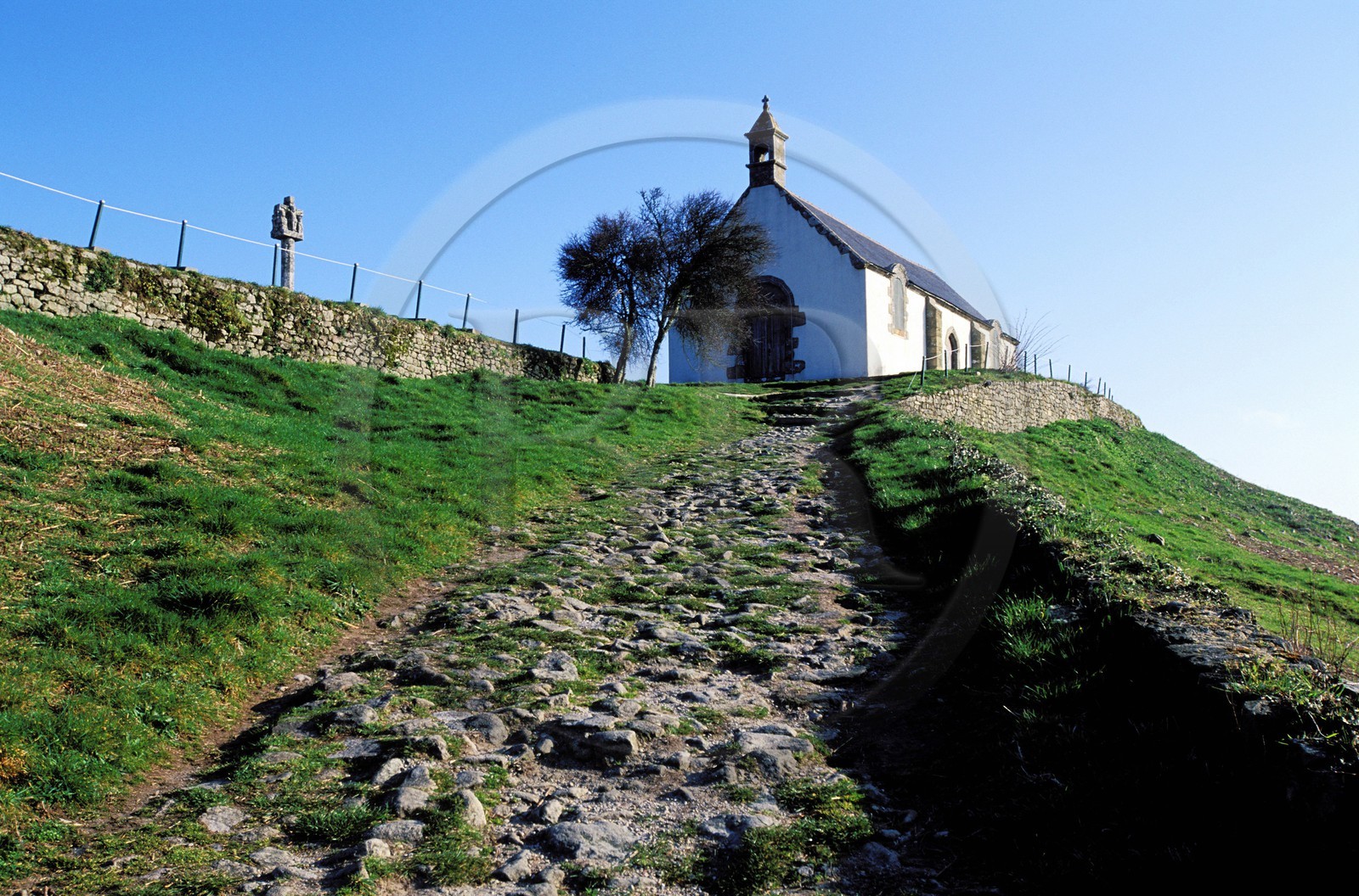 France, Morbihan, Carnac, burial mound (tumulus) and Saint Michel chapel