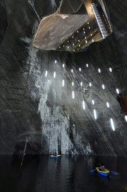 Romania, Transylvania, Cluj region, Turda, former Turda salt mine whose exploitation began in Roman times transformed into a leisure center and health, the underground lake